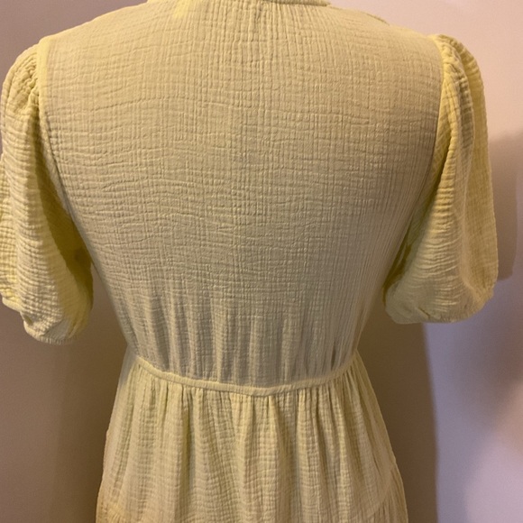 7. RDI Yellow Short Sleeve V-Neck Tiered Dress  100% Cotton Size XS - Picture 10 of 10